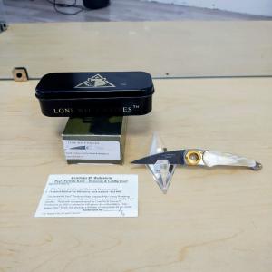 Limited Edition Lone Wolf Paul Perfecto Knife Damascus and Goldlip Pearl circa 2005