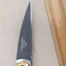 Limited Edition Lone Wolf Paul Perfecto Knife Damascus and Goldlip Pearl circa 2005