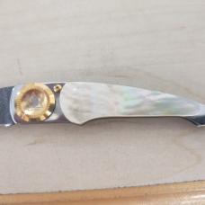 Limited Edition Lone Wolf Paul Perfecto Knife Damascus and Goldlip Pearl circa 2005