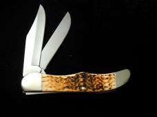 Case xx Amber Jigged Bone Folding Hunter Knife and Leather Sheath 30093 Made in USA NIB 6265CS 2025 