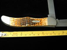 Case xx Amber Jigged Bone Folding Hunter Knife and Leather Sheath 30093 Made in USA NIB 6265CS 2025 