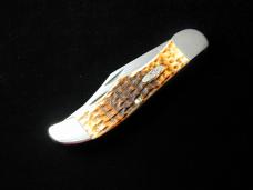 Case xx Amber Jigged Bone Folding Hunter Knife and Leather Sheath 30093 Made in USA NIB 6265CS 2025 