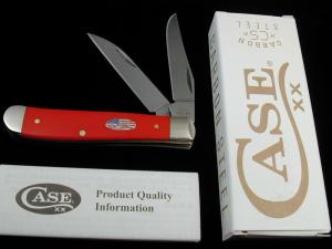 Case xx American Workman Red Synthetic Mini Trapper Knife Flag Shield 73927 USA Made NIB 4207CS 2024