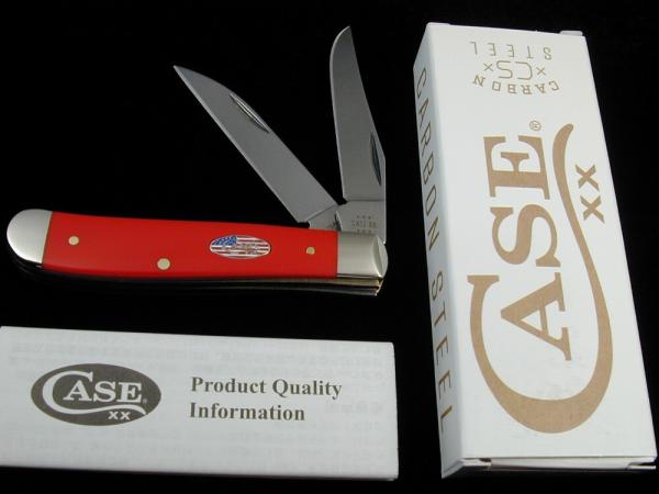 Case xx American Workman Red Synthetic Mini Trapper Knife Flag Shield 73927 USA Made NIB 4207CS 2024