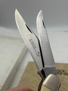 Schrade Scrimshaw 2 Blade Hunter 206SC Eagle / Whale Hunter Scene Limited Edition Vintage