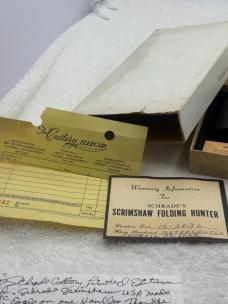 Schrade Scrimshaw 2 Blade Hunter 206SC Eagle / Whale Hunter Scene Limited Edition Vintage