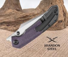 Kansept Fenrir Folding Knife Blackwash Ti/Purple Micarta Handle S35VN K1034Z1