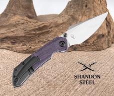 Kansept Fenrir Folding Knife Blackwash Ti/Purple Micarta Handle S35VN K1034Z1