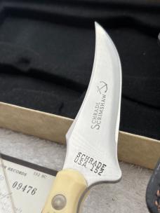 Schrade USA Scrimshaw Fixed Blade Sheath Sailing Ship / Whalers New In Box (#2)