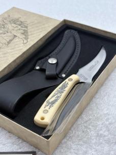 Schrade USA Scrimshaw Fixed Blade Sheath Sailing Ship / Whalers New In Box (#2)