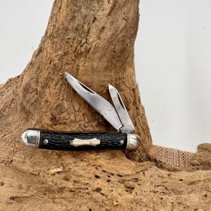 COLONIAL PROV. USA VINTAGE 2 BLADE JACK KNIFE FOLDING CARBON POCKETKNIFE (226)