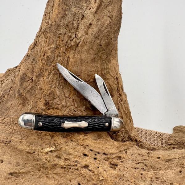 COLONIAL PROV. USA VINTAGE 2 BLADE JACK KNIFE FOLDING CARBON POCKETKNIFE (226)
