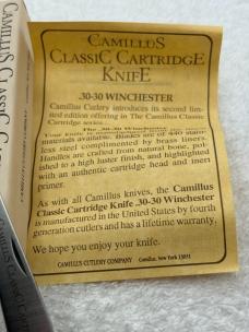 Vintage Camillus Classic Cartridge Knife CCC-2 1992 30-30 Winchester Cartridge