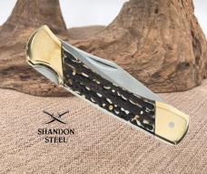 Schrade Papa Bear Lockback Staglon 7Cr17MoV Satin Folding Knife - 1136005