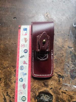 NOS leather folding hunter belt loop sheath