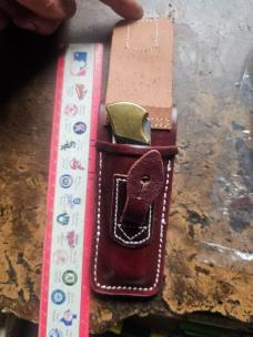 NOS leather folding hunter belt loop sheath