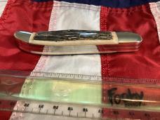 Bulldog Brand 2 Blade Hunter w/ War Hawk Blade Etch w/ Great Slab Stag Handles -NOS