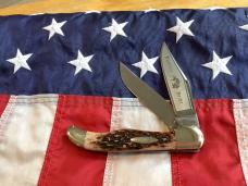 Bulldog Brand 2 Blade Hunter w/ Hunters Pride Blade Etch w/ Sweet Slab of Bone Handles -NOS