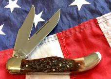 Bulldog Brand 2 Blade Hunter w/ Hunters Pride Blade Etch w/ Sweet Slab of Bone Handles -NOS