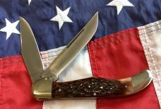 Bulldog Brand 2 Blade Hunter w/ Hunters Pride Blade Etch w/ Sweet Slab of Bone Handles -NOS