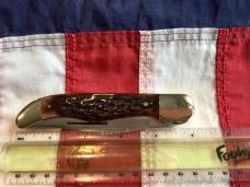 Bulldog Brand 2 Blade Hunter w/ Hunters Pride Blade Etch w/ Sweet Slab of Bone Handles -NOS