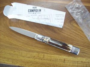 A.G.A. Campolin 8" Lever Maniago, Italy GO-55020-C Gen. Stag/Antler UNUSED W/Box
