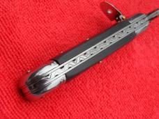 **SALE** 8" Swinguard Leverlock  switchblade knife Ebonywood Handles fileworked backspring