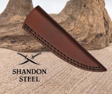 Damascus Skinner Stag Bone/Wood Fixed Blade Knife w/ Leather Belt Sheath 1269