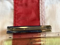 Vintage Parker Cutlery Bullet Knife w/ Sweet Blue Bone Handles & Eagle Abalone Pearl Insert -NOS