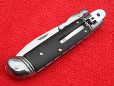 **SALE** 8" Swinguard Leverlock  switchblade knife Ebonywood Handles fileworked backspring
