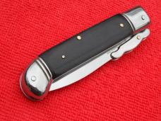 **SALE** 8" Swinguard Leverlock  switchblade knife Ebonywood Handles fileworked backspring