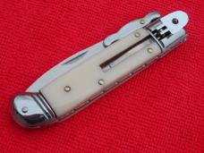 **SALE** 8" Swinguard Leverlock  switchblade knife Ivory Handles fileworked backspring II