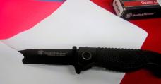 UNUSED FROM A FEW YEARS BACK IN BOX FLIP OPEN SMITH & WESSON TACTICAL 4-3/4" BLACK SCALES GOOD EDGE