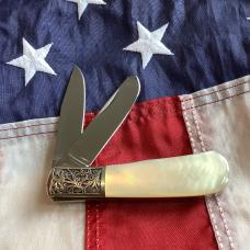 Vintage Parker Cutlery Bullet Knife w/ Flashy Mother of Pearl Handles & Eagle Abalone Pearl Insert