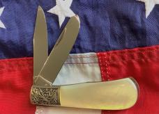 Vintage Parker Cutlery Bullet Knife w/ Flashy Mother of Pearl Handles & Eagle Abalone Pearl Insert