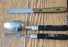 Antique W.H. Webster's Celebrated Cutlery Hobo Set with Leather Case