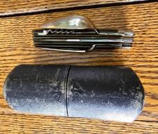 Antique W.H. Webster's Celebrated Cutlery Hobo Set with Leather Case