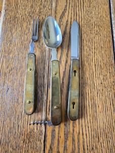 Antique W.H. Webster's Celebrated Cutlery Hobo Set with Leather Case