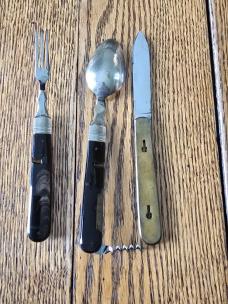 Antique W.H. Webster's Celebrated Cutlery Hobo Set with Leather Case
