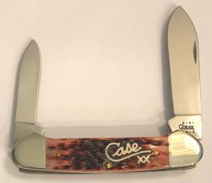 New in Original Box 2004 Case Cranberry Bone Silver Script Canoe