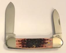 New in Original Box 2004 Case Cranberry Bone Silver Script Canoe