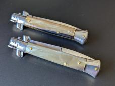 DUO OF FRANK BELTRAME 23CM 9" BAYONET & DAGGER STILETTO SET BRAZILIAN HONEY HORN AUTOMATICS...NEW 