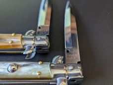 DUO OF FRANK BELTRAME 23CM 9" BAYONET & DAGGER STILETTO SET BRAZILIAN HONEY HORN AUTOMATICS...NEW 