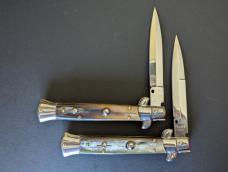 DUO OF FRANK BELTRAME 23CM 9" BAYONET & DAGGER STILETTO SET BRAZILIAN HONEY HORN AUTOMATICS...NEW 