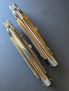 DUO OF FRANK BELTRAME 23CM 9" BAYONET & DAGGER STILETTO SET BRAZILIAN HONEY HORN AUTOMATICS...NEW 