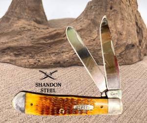 Case XX USA 6254 SS Trapper 2 Blade Folding Pocket Knife Brown Bone Handle 19