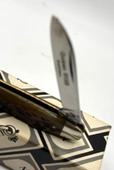 Queen  USA 6135 Stainless Bone Pen Knife - Bone Handles - In Box