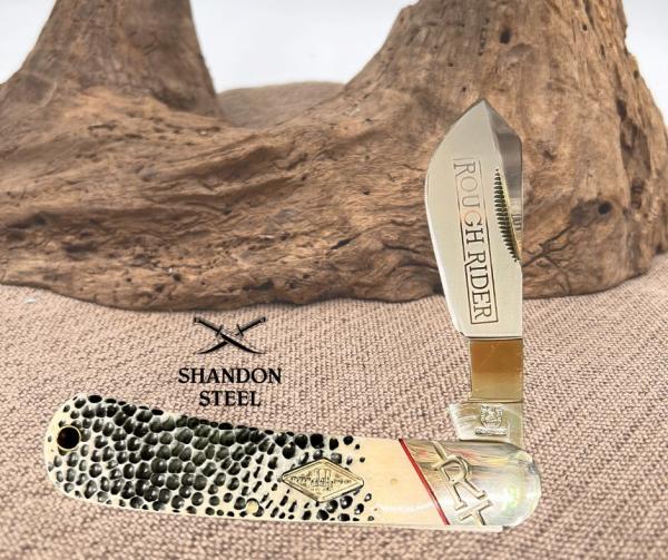 ROUGH RIDER Buckshot Cotton Sampler Wide Belly Blade #RR 1728 Pocket Knife (110)