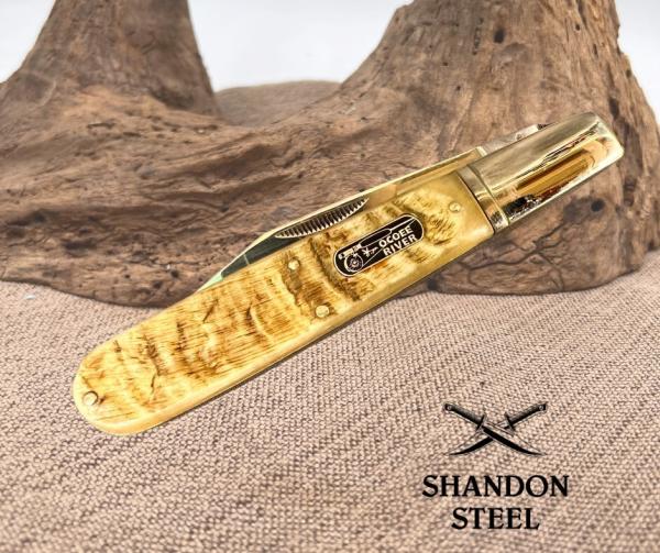 OCOEE RIVER LARGE GRAND DADDY BARLOW FOLDING POCKET KNIFE RAM HORN HANDLES (127)