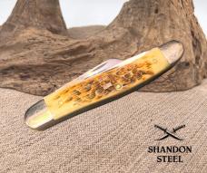 CASE XX 2001 USA 6318 SS 3 BLADE JIGGED BONE HANDLE FOLDING POCKET KNIFE (182)